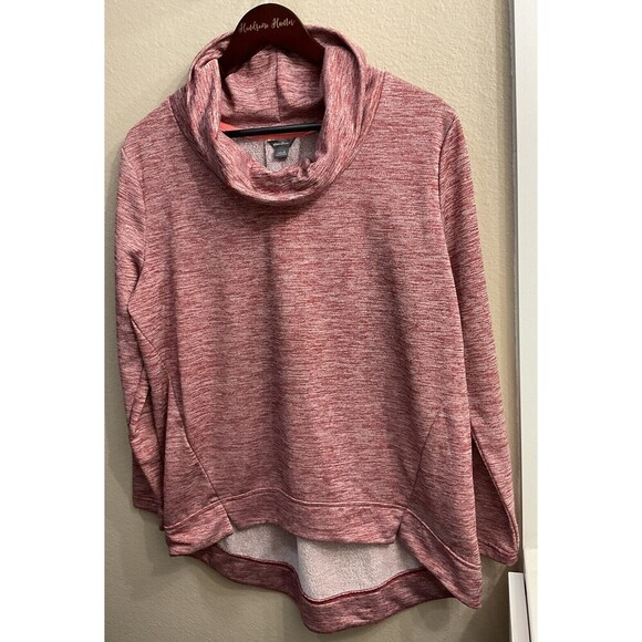 Eddie Bauer Womens L Red Long Sleeve Sweatshirt Cowl Neck Outdoors E - Picture 2 of 6
